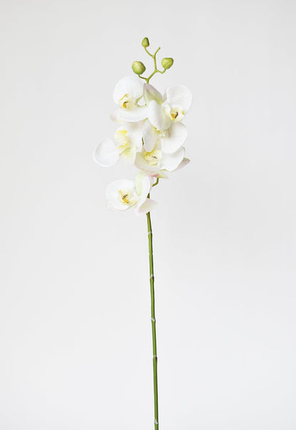 30" Faux White Orchid Stem