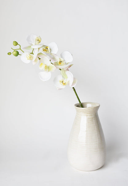30" Faux White Orchid Stem