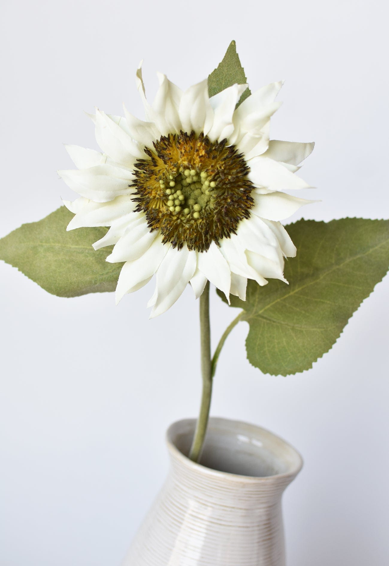 25" Faux Sunflower Stem White