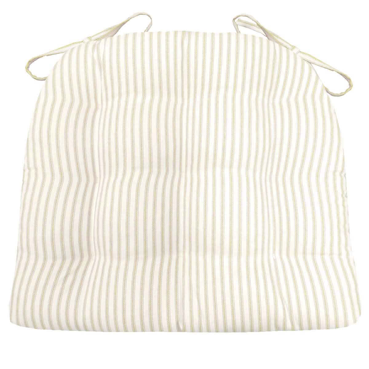 Ticking Stripe Natural Dining Chair Pad - Made in USA - 100% Cotton - Machine Washable