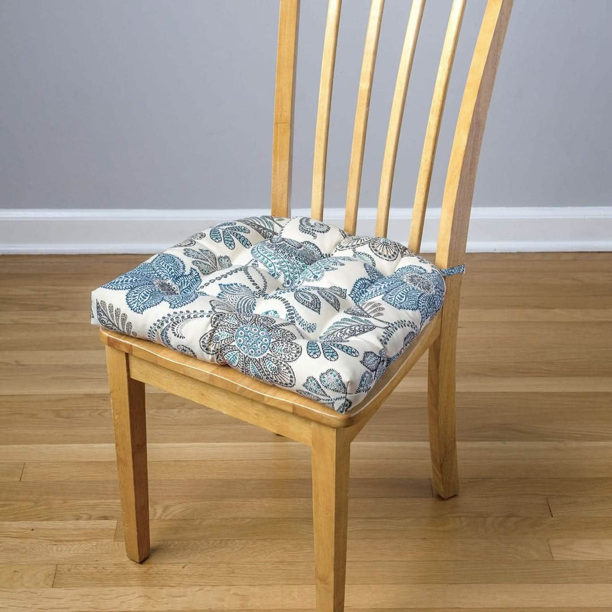 Boutique Floral Blue Indoor / Outdoor Dining Chair Pad - Latex Foam Fill