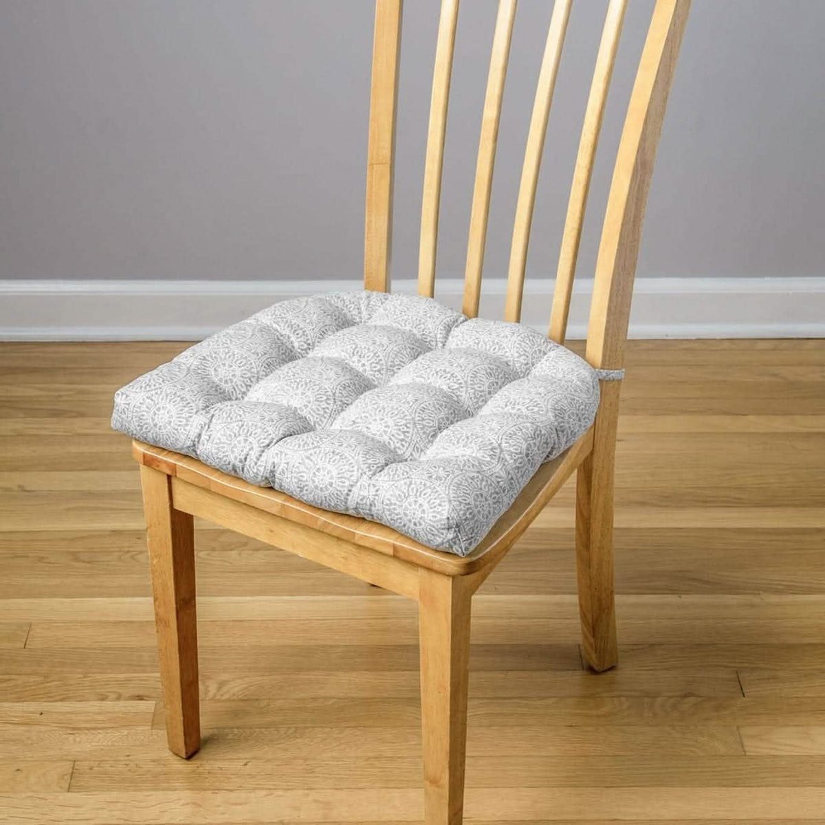 Tibet Grey Dining Chair Pad - Made in USA - 100% Cotton - Machine Washable