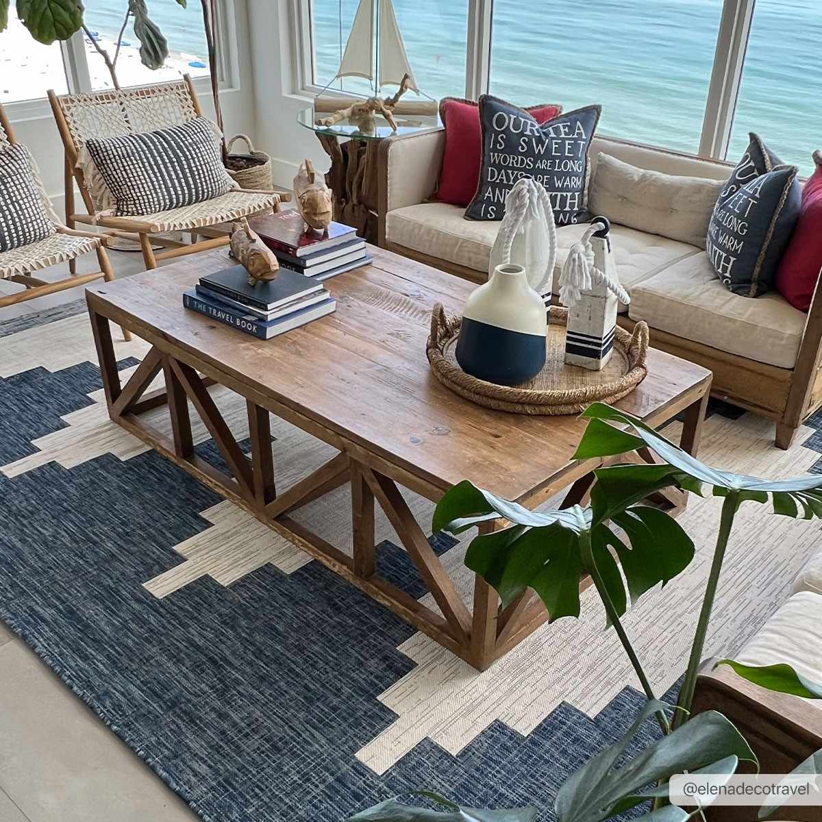 Djugun Navy Indoor &amp; Outdoor Area Rug - Clearance