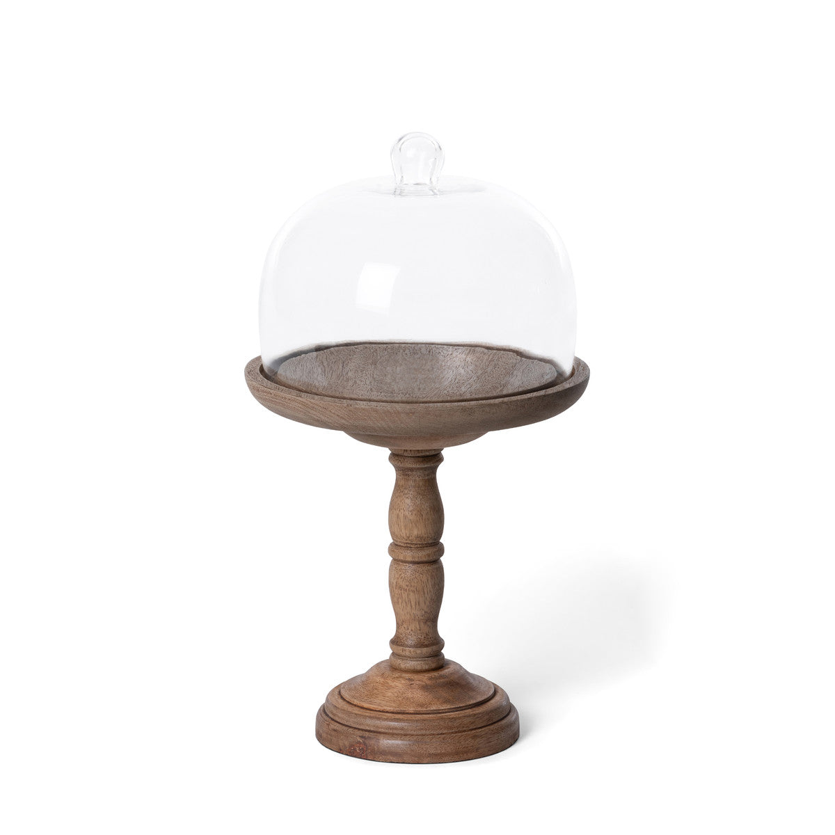 Elevated Wood Server with Glass Dome, 16