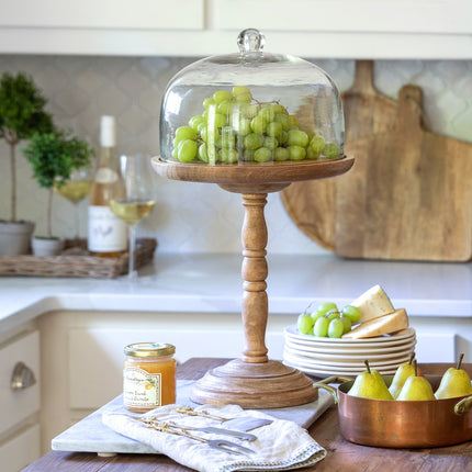 Elevated Wood Server with Glass Dome, 20