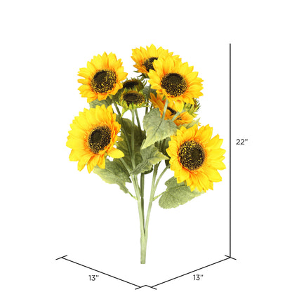 22" Artificial Yellow Sunflower Bush