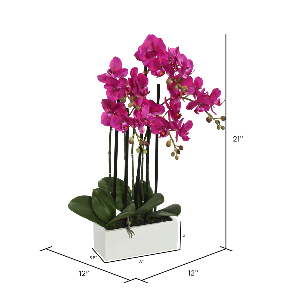21" Artificial Purple Orchid in Ceramic Pot