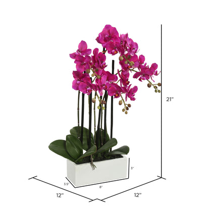 21" Artificial Purple Orchid in Ceramic Pot