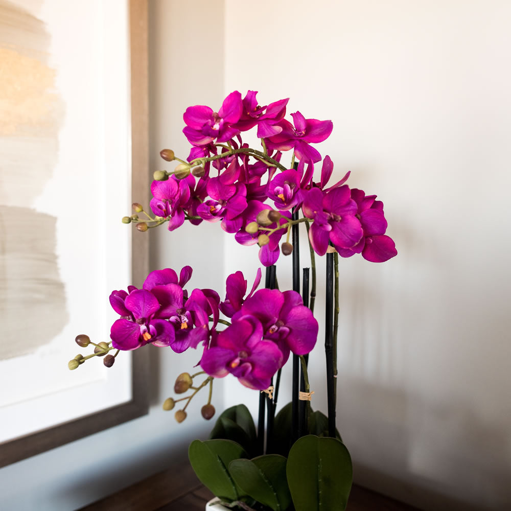 21" Artificial Purple Orchid in Ceramic Pot