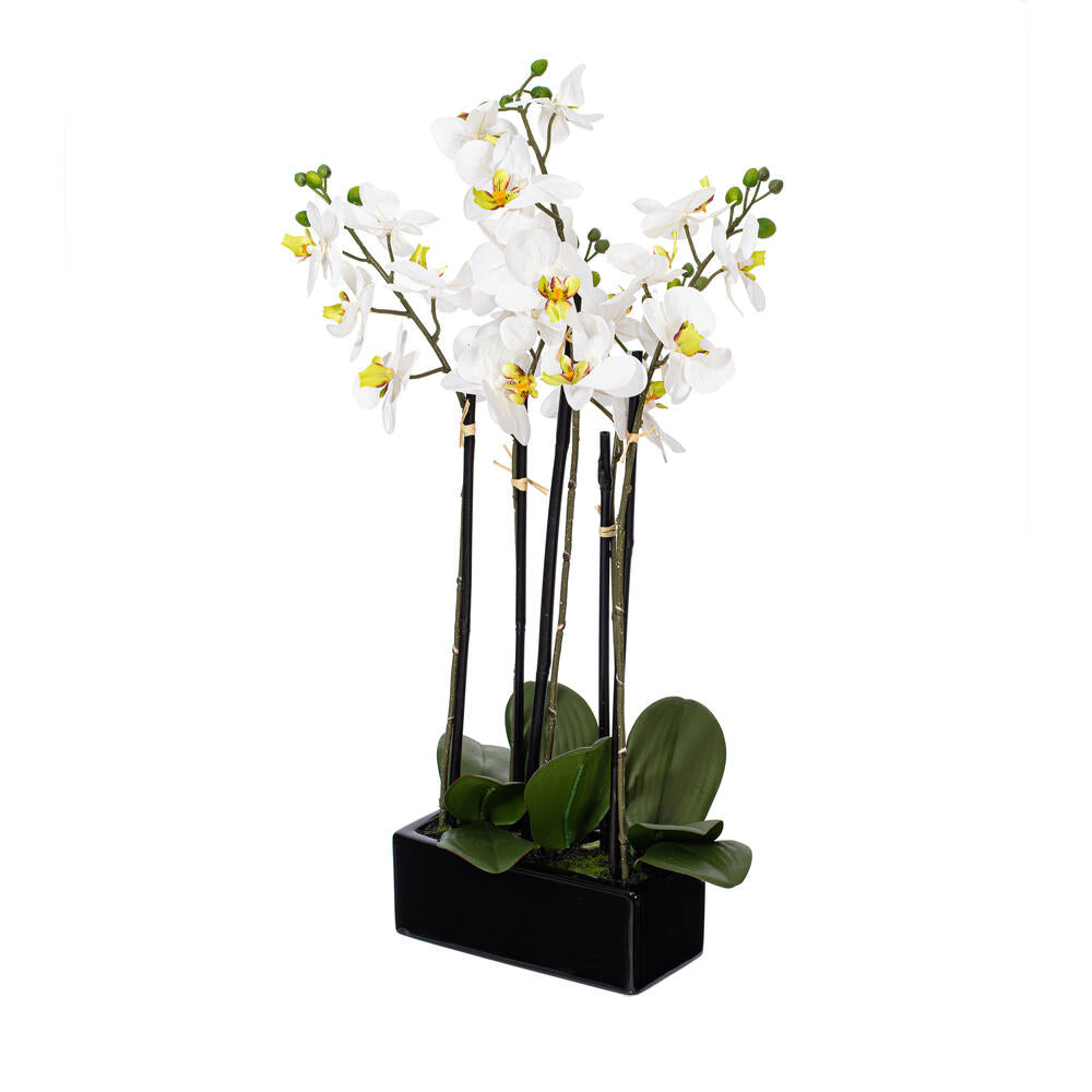 21" Artificial White Potted Orchid