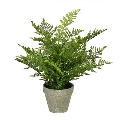 19" Artificial Green Potted Fern