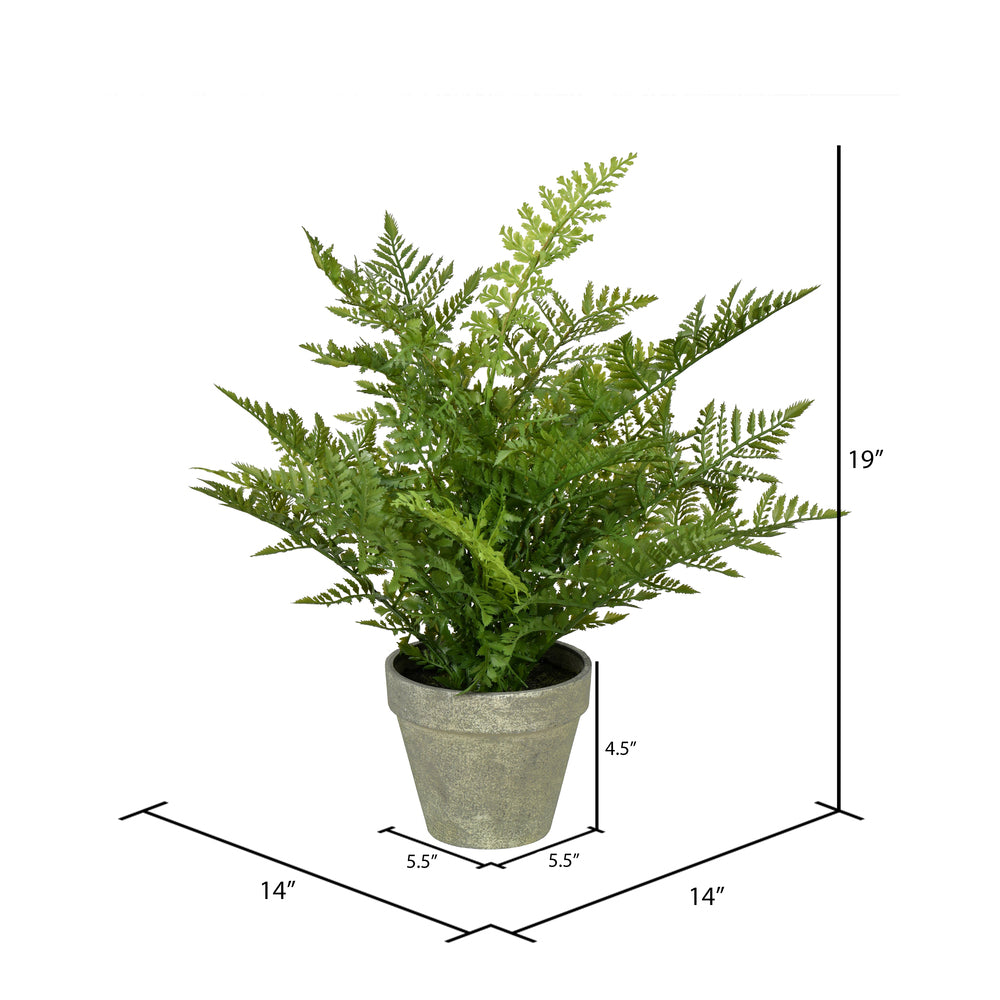 19" Artificial Green Potted Fern