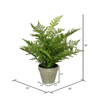 19" Artificial Green Potted Fern