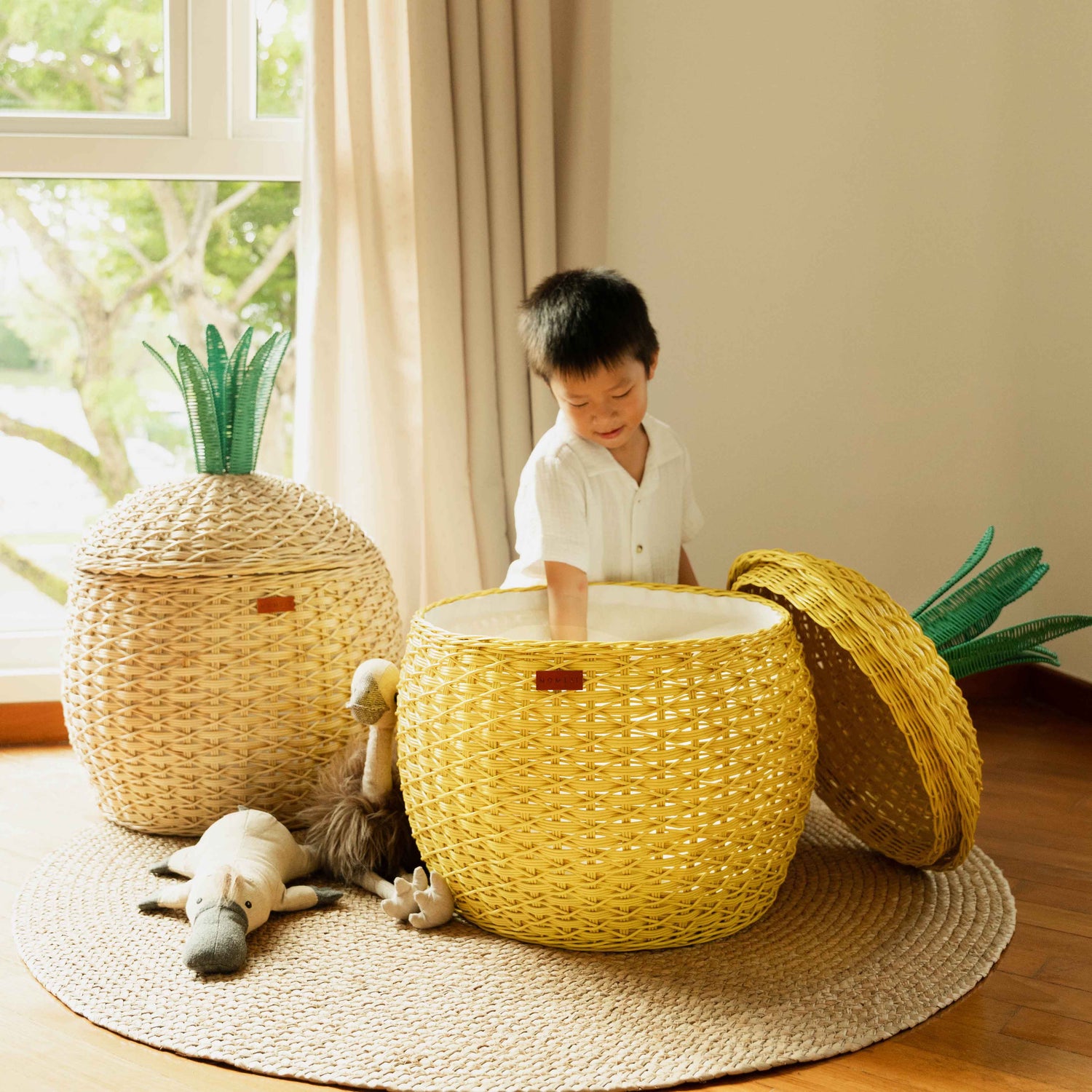 Pineapple Storage Basket Large - Yellow