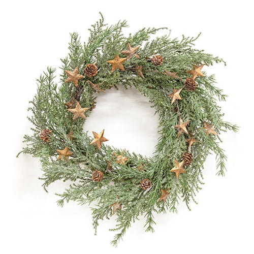 Starry Winter Mixed Pine Wreath - 22"