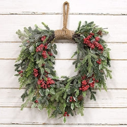 Icy Fantasy Cypress &amp; Holly Wreath - 18"