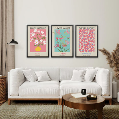 Flower Market Prints Set of 3 in Pink &amp; Blue