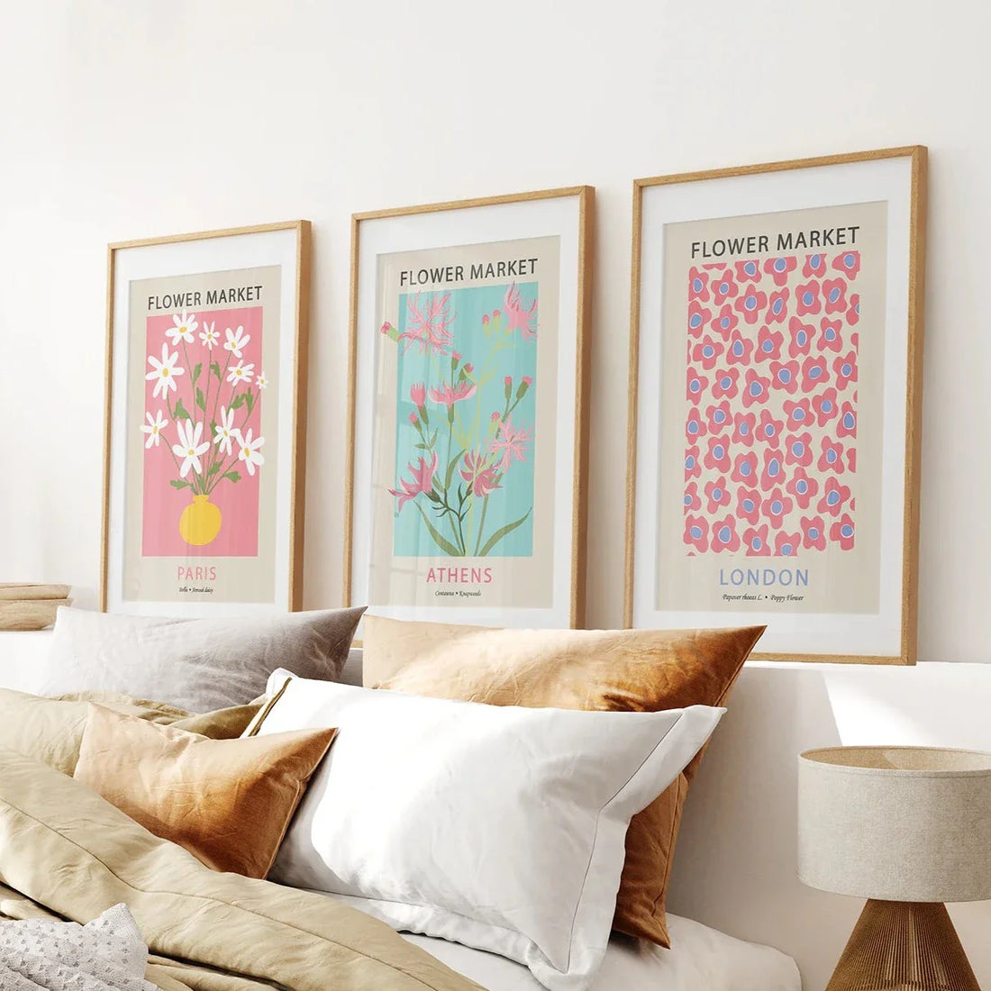 Flower Market Prints Set of 3 in Pink &amp; Blue