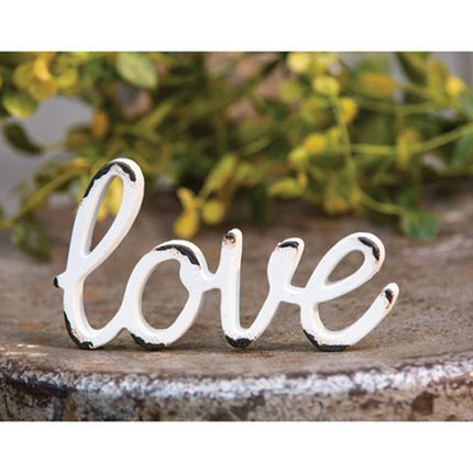 'Love' Distressed White Resin Figurine