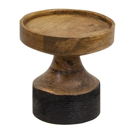 Black & Wood Pillar Candle Holder, 4.25