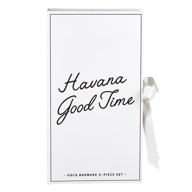 Gold Barware Book Box - Havana Good Time