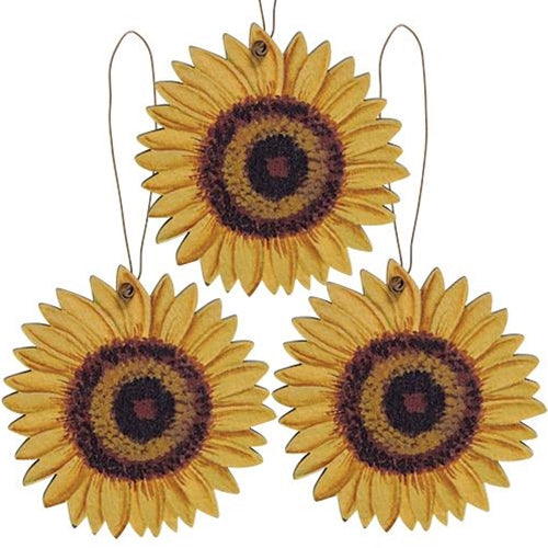 3/Set, Wooden Sunflower Ornaments