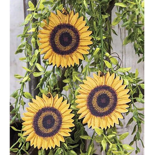 3/Set, Wooden Sunflower Ornaments