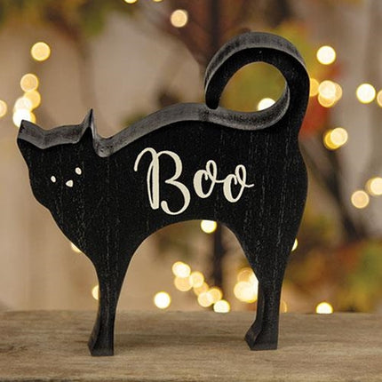 Boo Cat Chunky Wood Sitter