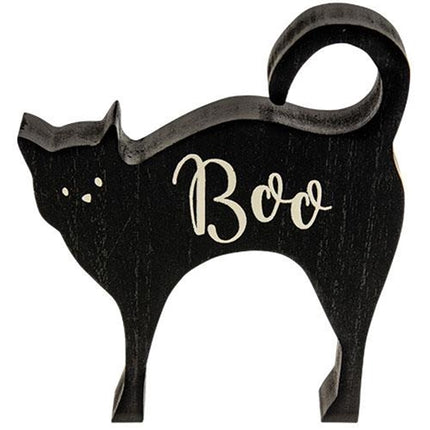 Boo Cat Chunky Wood Sitter