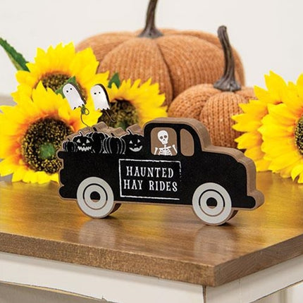 Haunted Hay Rides Wooden Chunky Truck Sitter