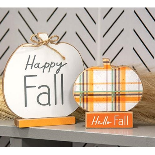 2/Set, Hello Fall & Happy Fall Pumpkins on Base