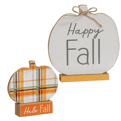 2/Set, Hello Fall & Happy Fall Pumpkins on Base