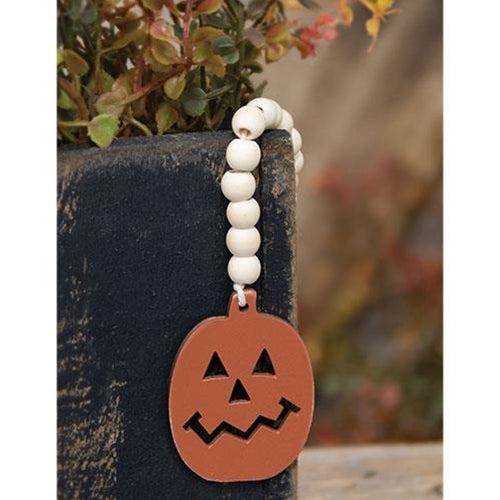 Natural Beaded Jack O Lantern Ornament