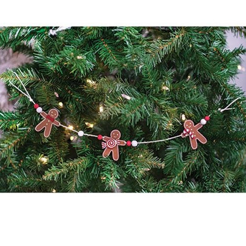 Wooden Gingerbread & Beads Garland