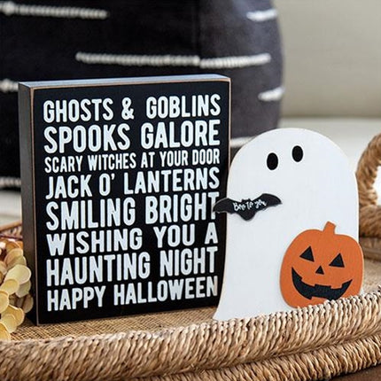 2/Set, Ghosts & Goblins Box Sign With Ghost & Jack Easel