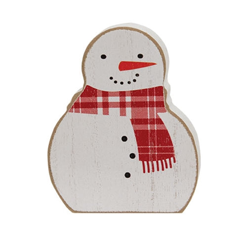 2/Set, Red & Green Scarf Wooden Snowman Sitters