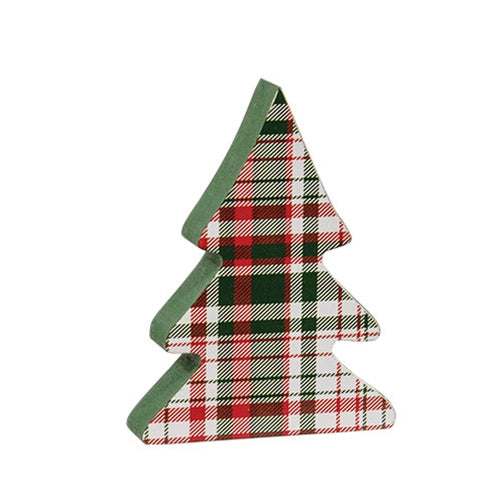 3/Set, Wooden Holly Jolly Plaid Christmas Trees