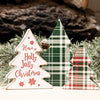 3/Set, Wooden Holly Jolly Plaid Christmas Trees