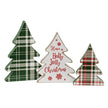 3/Set, Wooden Holly Jolly Plaid Christmas Trees