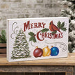 Merry Christmas Cardinal, Tree & Ornaments Box Sign