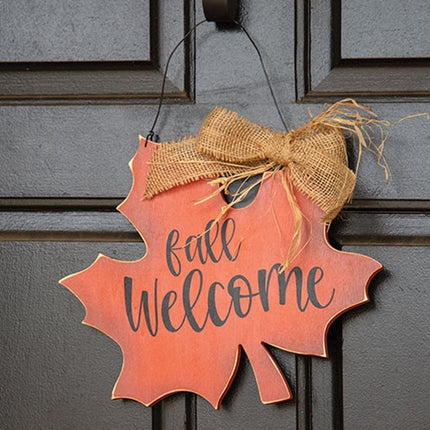 Fall Welcome Wooden Leaf Sign