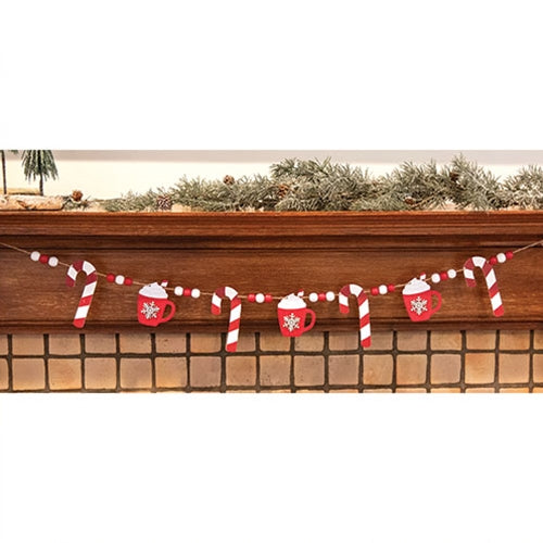 Hot Cocoa & Candy Cane Wooden Garland