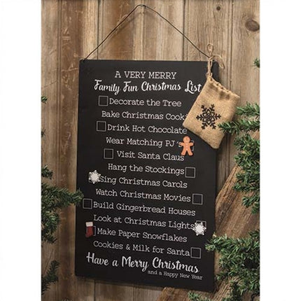 Family Fun Christmas Metal Sign w/13 Magnets