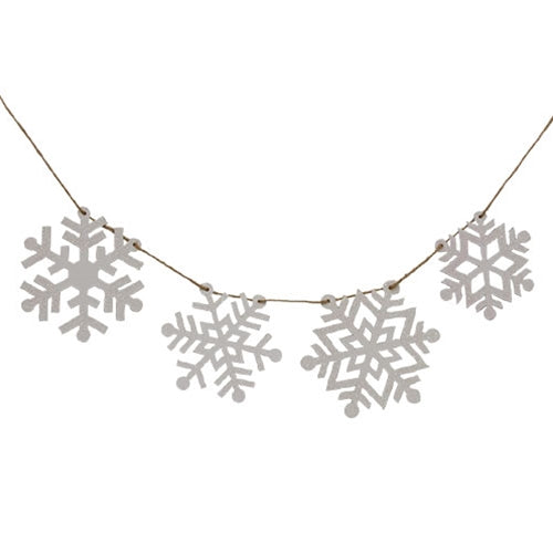 White Glittered Snowflake Garland