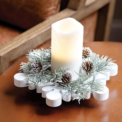 White Wooden Snowflake Riser, 10