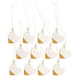 12/Set - Gold & Cream Wooden Heart Tags