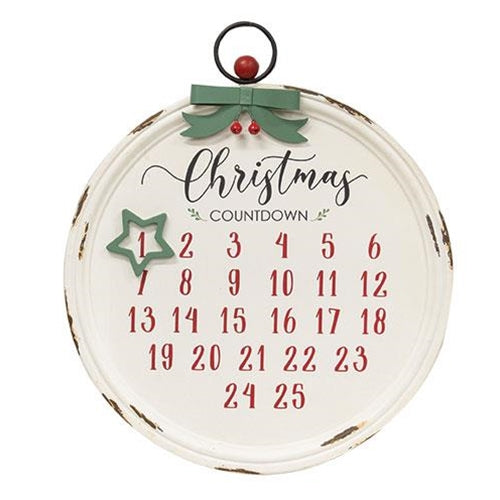 Distressed Christmas Bulb Countdown Calendar w/Star Magnet