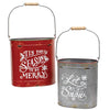 2/Set, Tis the Season & Let It Snow Distressed Oval Metal Buckets