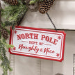 Department of Naughty & Nice Distressed Hanging Sign