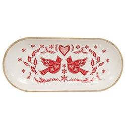 Yuletide Cardinal Oval Wooden Tray